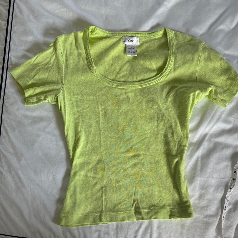 Gantos Neon Lemon/Lime Scoop Neck Tee